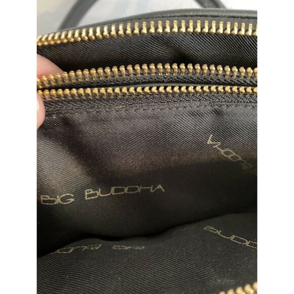 Big Buddha Black Vegan Leather Top Handle Purse - Picture 9 of 11